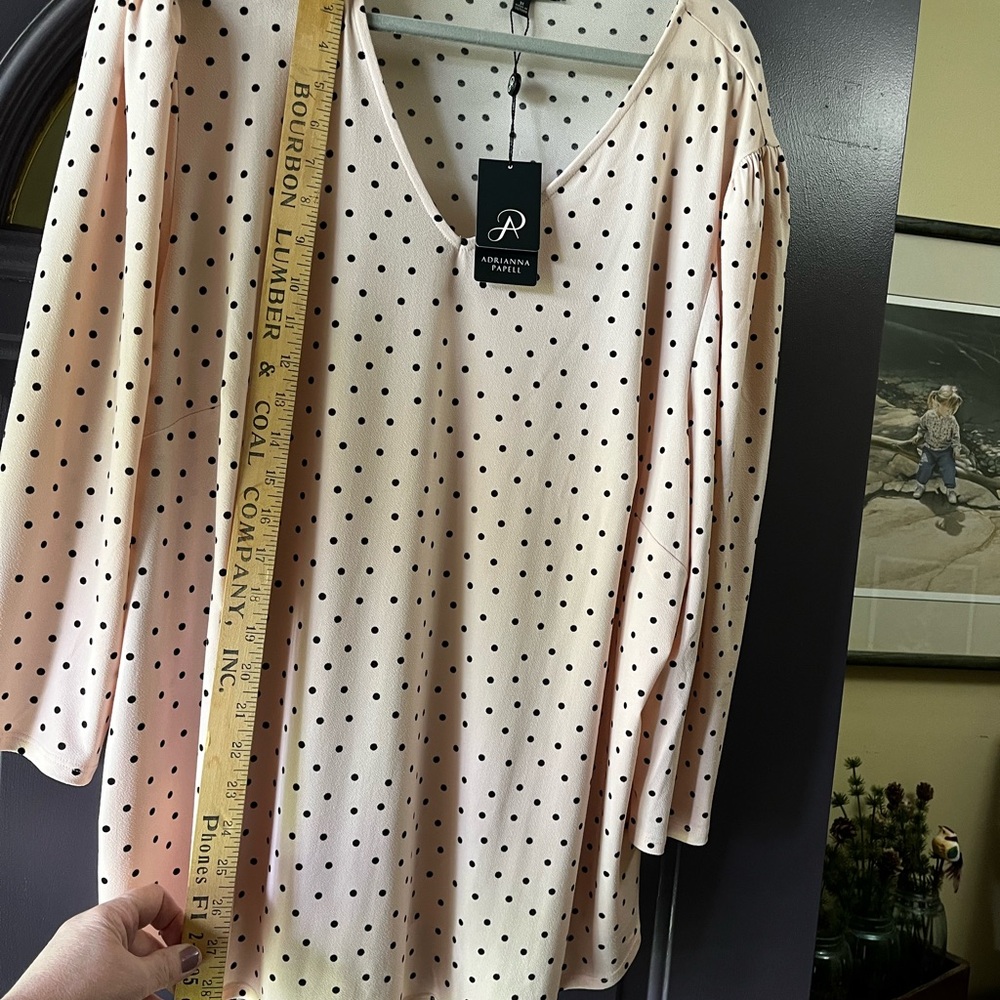 Polka Dot and Pink Top by Adrianna Papell - PLUS SIZE 3X - Picture 3 of 8